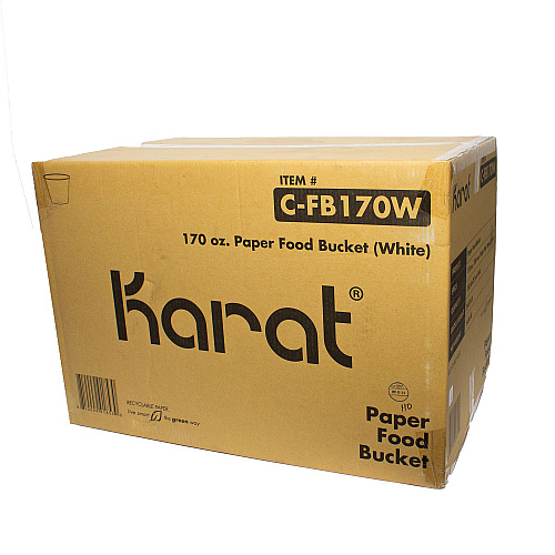 Karat Food Bucket, 170 oz, 8.9" Dia x 8.36"h, White, Paper, 150/Carton (CFB170W)