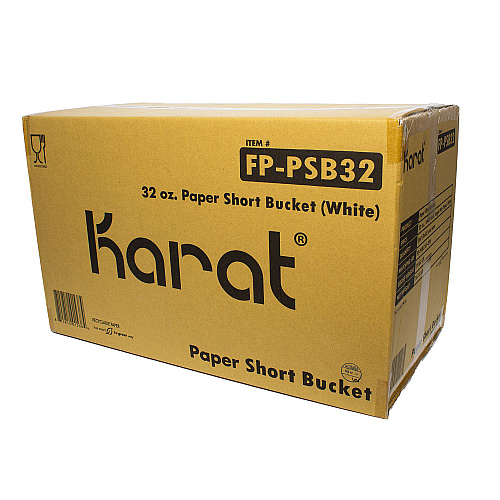 Karat Food Bucket, 32 oz, 6.5" Dia x 2.4"h, White, Paper, 360/Carton (FPPSB32)
