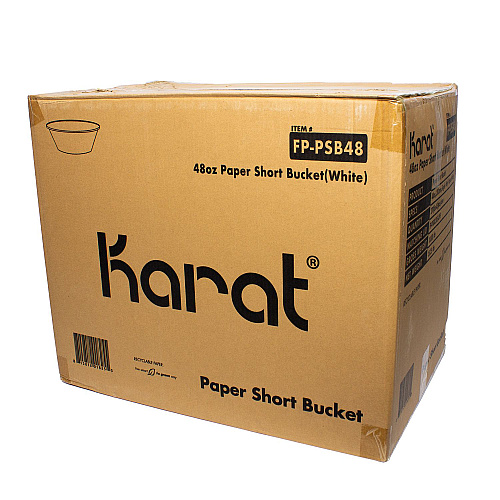 Karat Food Bucket, 48 oz, 7.99" Dia x 2.4"h, White, Paper, 270/Carton (FPPSB48)