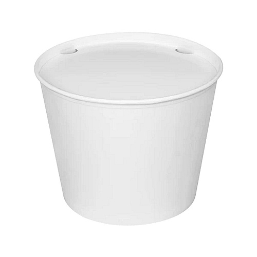 Karat Food Bucket with Lid, 130 oz, 8.46" Dia x 6.6"h, White, Paper, 150/Carton (CFB130WBNDLE)