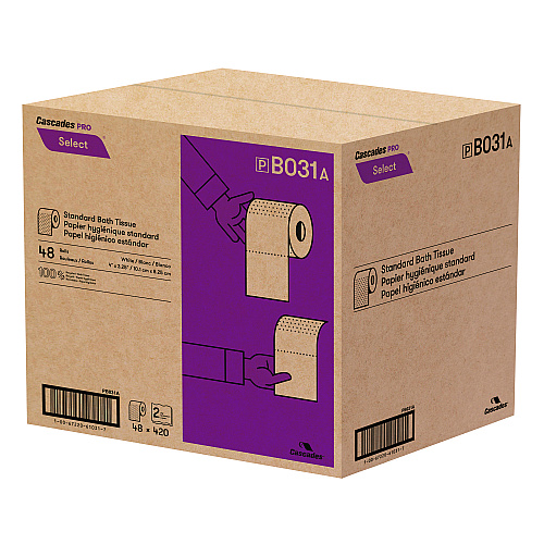 Cascades&reg; Pro Select Standard Toilet Paper, 2-Ply, 420 Sheets, 48 Rolls (B031)