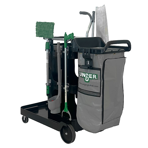 Unger ZoneCleanRx Janitorial Carts, Plastic, 3 Shelves, 23.5 x 25 x 25, Black (CRTZN)
