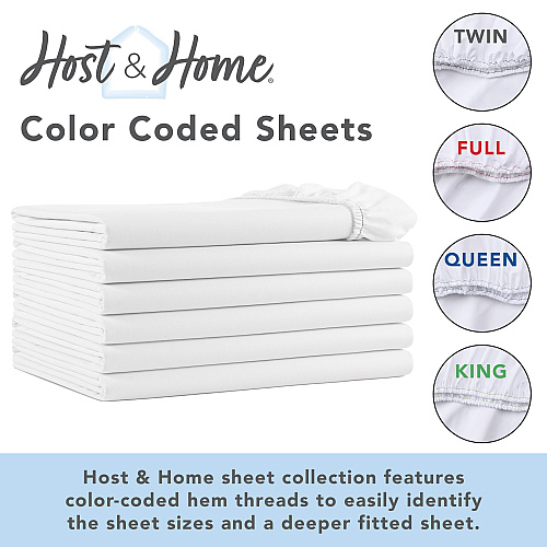T180 Fitted Bed Sheets White King - Case Of 24 (T180-788012)