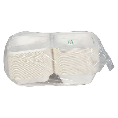Pactiv EarthChoice PFAS Free Compostable Hinged Lid Container, 9 x 6 x 3, Natural, Sugarcane, 150/Carton (YMCH0089PFFR)