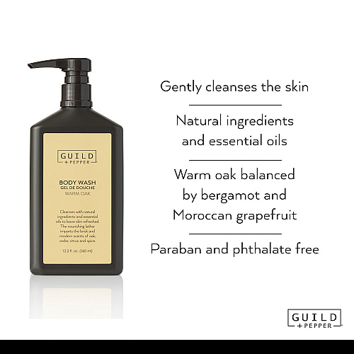 Guild+Pepper Shower Gel, Warm Oak Scent, 12.2 oz, 12/Carton (100304)
