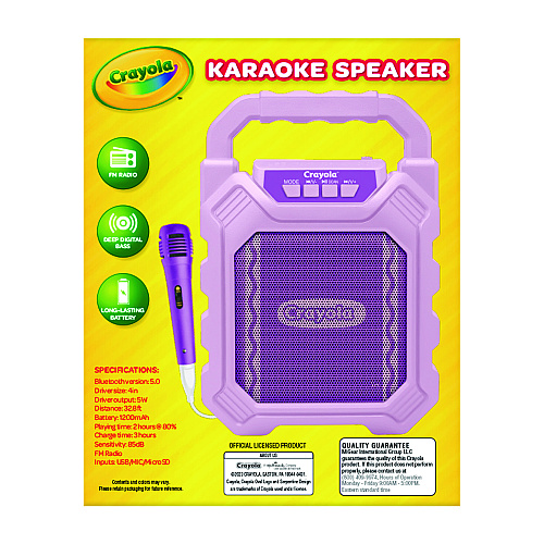 Crayola Karaoke Speaker, Bluetooth, Purple (CBX210PM)