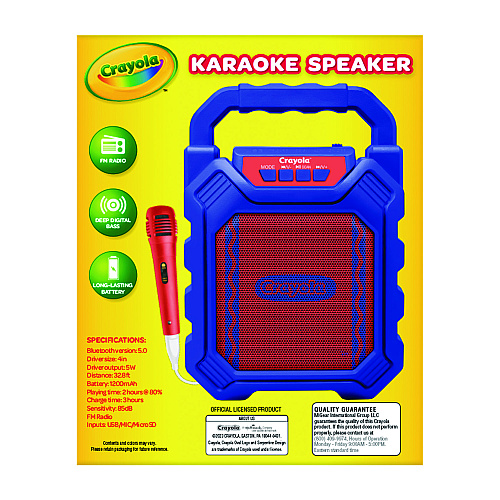 Crayola Karaoke Speaker, Bluetooth, Blue/Red (CBX210BM)