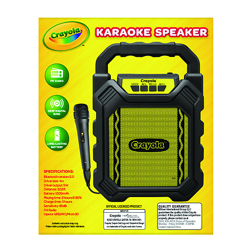 Crayola Karaoke Speaker, Bluetooth, Black/Yellow (CBX210KM)