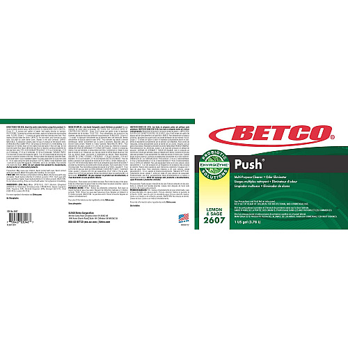 Betco Green Earth Push Enzyme Multipurpose Cleaner, Lemon and Sage Scent, 1 gal Bottle, 4/Carton (26070400)