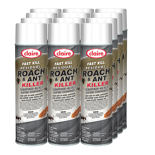 Claire Fast Kill Residual Roach and Ant Killer, 15 oz Aerosol Spray, 12/Carton (301)