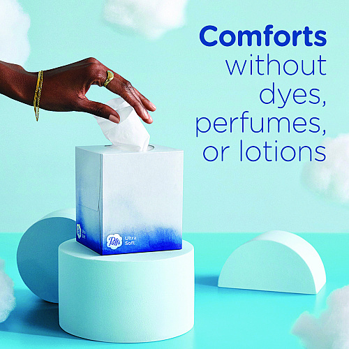 Puffs Ultra Soft Facial Tissue, 2-Ply, White, 72 Sheets/Box, 24 Boxes/Carton (97788)