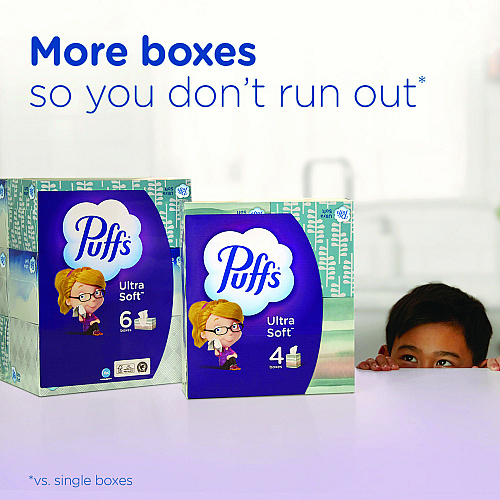 Puffs Ultra Soft Facial Tissue, 2-Ply, White, 72 Sheets/Box Purple/ - 72 / Box (97788BX)