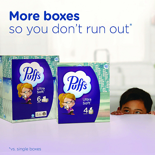 Puffs Ultra Soft Facial Tissue, 2-Ply, White, 72 Sheets/Box, 24 Boxes/Carton (97788)