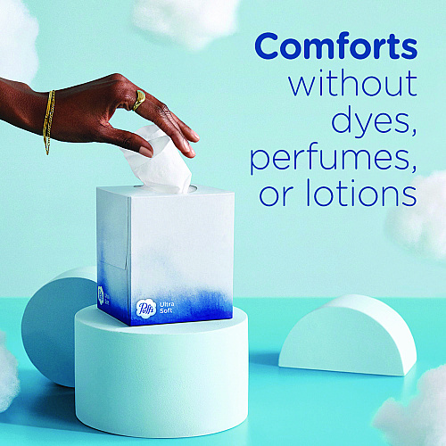 Puffs Ultra Soft Facial Tissue, 2-Ply, White, 72 Sheets/Box Purple/ - 72 / Box (97788BX)