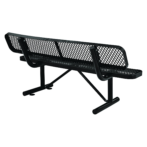 Global Industrial Expanded Steel Bench With Back, 72 x 24 x 33, Black (277154BK)