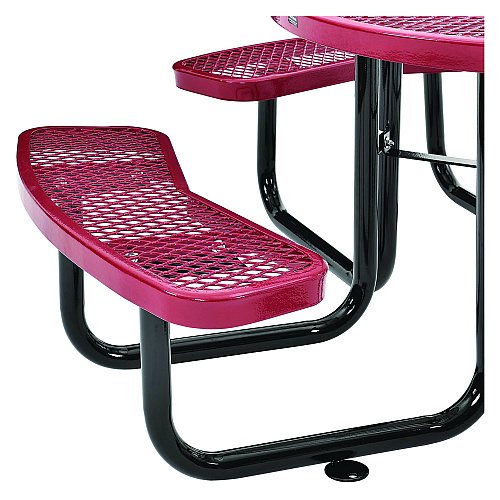 Global Industrial Expanded Steel Picnic Table, Round, 46" Dia x 29.5"h, Red Top, Red Base/Legs (277150RD)