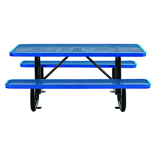 Global Industrial Expanded Steel Picnic Table, Rectangular, 72 x 62 x 29.5, Blue Top, Blue Base/Legs (277152BL)