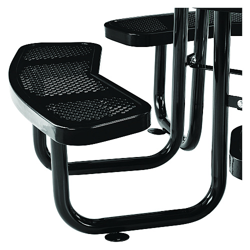 Global Industrial Perforated Steel Picnic Table, Round, 46" Dia x 29.5"h, Black Top, Black Base/Legs (262078BK)