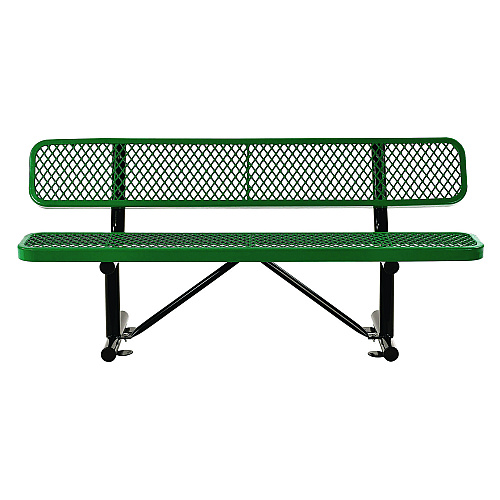 Global Industrial Expanded Steel Bench With Back, 72 x 24 x 33, Green (277154GN)