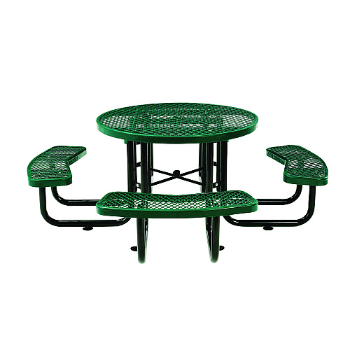 Global Industrial Expanded Steel Picnic Table, Round, 46" Dia x 29.5"h, Green Top, Green Base/Legs (277150GN)