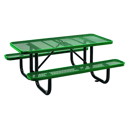 Global Industrial Expanded Steel Picnic Table, Rectangular, 72 x 62 x 29.5, Green Top, Green Base/Legs (277152GN)