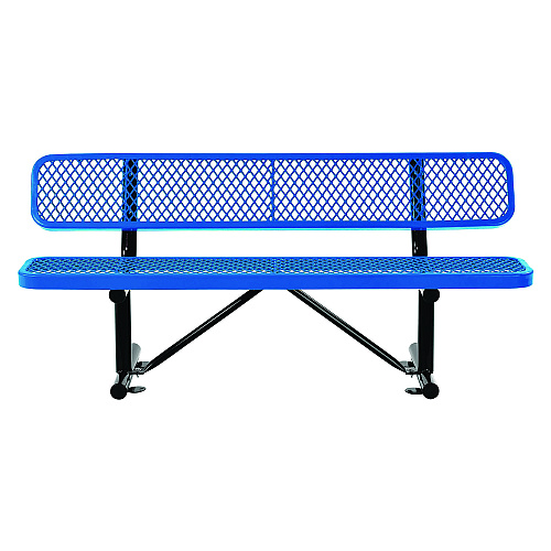 Global Industrial Expanded Steel Bench With Back, 72 x 24 x 33, Blue (277154BL)