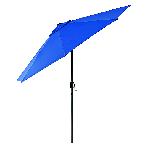 Global Industrial Outdoor Umbrella with Tilt Mechanism, 102" Span, 94" Long, Blue Canopy, Black Handle (436970)