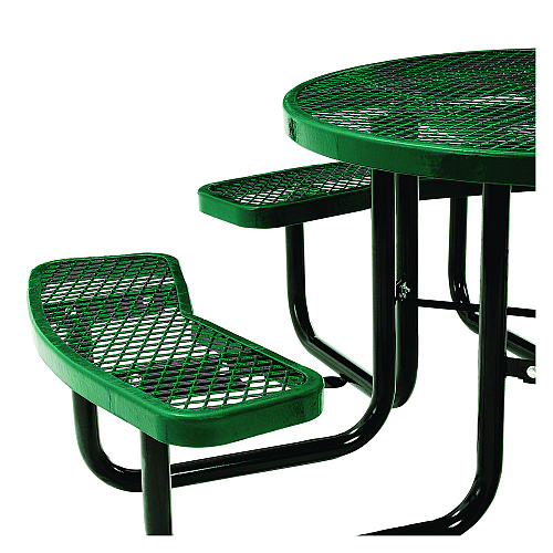 Global Industrial Expanded Steel Picnic Table, Round, 46" Dia x 29.5"h, Green Top, Green Base/Legs (277150GN)