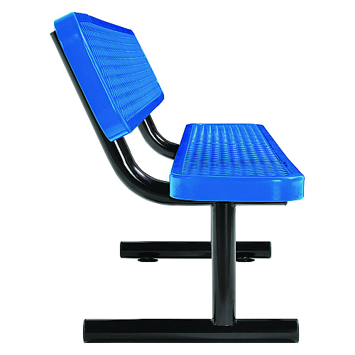 Global Industrial Expanded Steel Bench With Back, 72 x 24 x 33, Blue (277154BL)