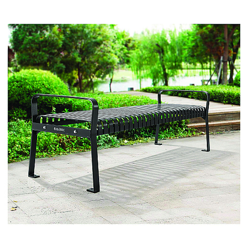Global Industrial Steel Slat Flat Bench, 70 x 24 x 24.25, Black (262113BKKD)