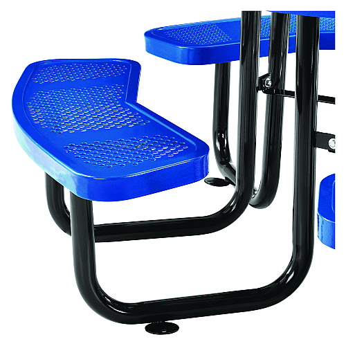 Global Industrial Perforated Steel Picnic Table, Round, 46" Dia x 29.5"h, Blue Top, Blue Base/Legs (262078BL)