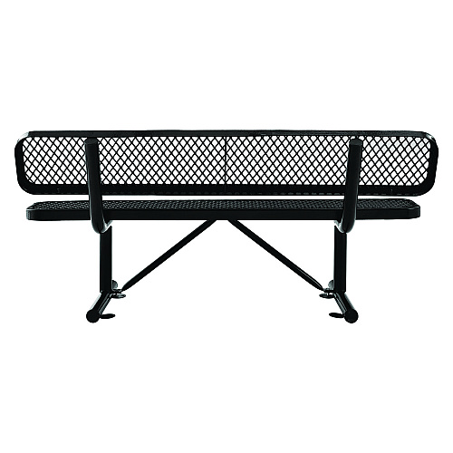 Global Industrial Expanded Steel Bench With Back, 72 x 24 x 33, Black (277154BK)