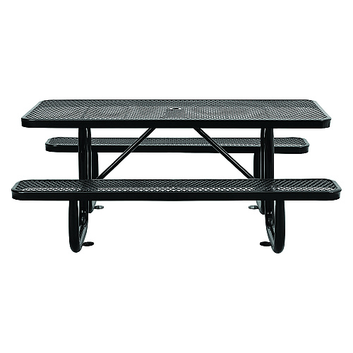 Global Industrial Expanded Steel Picnic Table, Rectangular, 72 x 62 x 29.5, Black Top, Black Base/Legs (277152BK)
