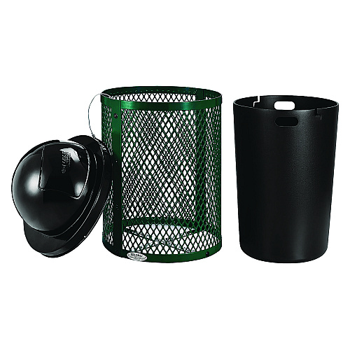 Global Industrial Outdoor Diamond Steel Trash Can, 36 gal, Dome Lid, Green (261948GN)