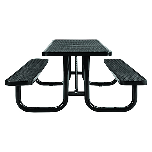 Global Industrial Expanded Steel Picnic Table, Rectangular, 96 x 62 x 29.5, Black Top, Black Base/Legs (277153BK)
