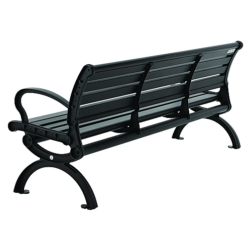 Global Industrial Aluminum Bench with Back, 73 x 22.75 x 30.75, Black (436978BK)