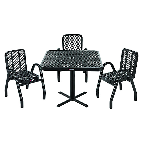 Global Industrial Outdoor Dining Set, Square, 36 x 36 x 36, Black Top, Black Base/Legs (348120BK)