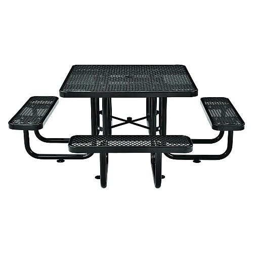 Global Industrial Expanded Steel Picnic Table, Square, 81 x 81 x 29.5, Black Top, Black Base/Legs (277151BK)