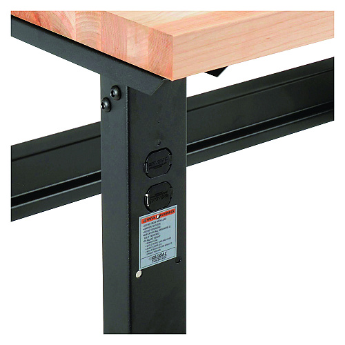 Global Industrial Standard Duty Butcher Block Top Adjustable Height Workbench, 2,000 lbs, 48 x 30 x 30.88 to 36.88, Maple/Black (319076)