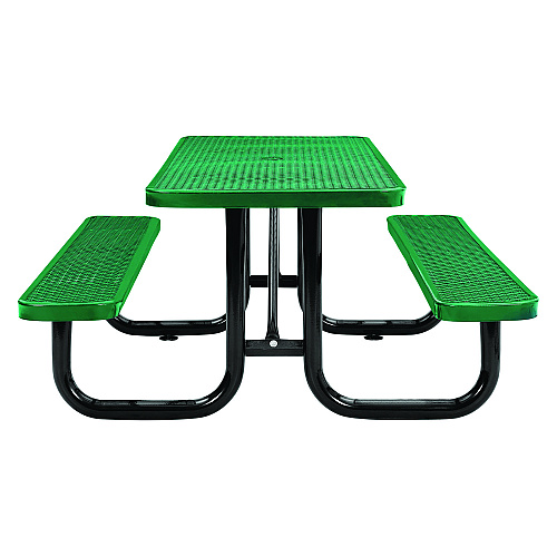 Global Industrial Expanded Steel Picnic Table, Rectangular, 72 x 62 x 29.5, Green Top, Green Base/Legs (277152GN)