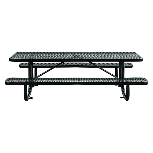 Global Industrial Expanded Steel Picnic Table, Rectangular, 96 x 62 x 29.5, Black Top, Black Base/Legs (277153BK)