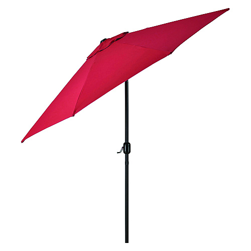 Global Industrial Outdoor Umbrella with Tilt Mechanism, 102" Span, 94" Long, Red Canopy, Black Handle (262070)