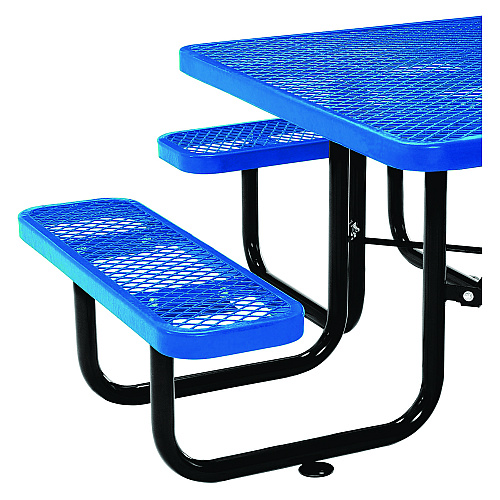 Global Industrial Expanded Steel Picnic Table, Square, 81 x 81 x 29.5, Blue Top, Blue Base/Legs (277151BL)