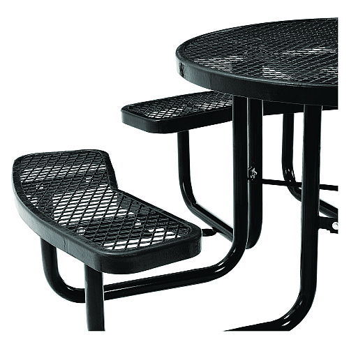 Global Industrial Expanded Steel Picnic Table, Round, 46" Dia x 29.5"h, Black Top, Black Base/Legs (277150BK)
