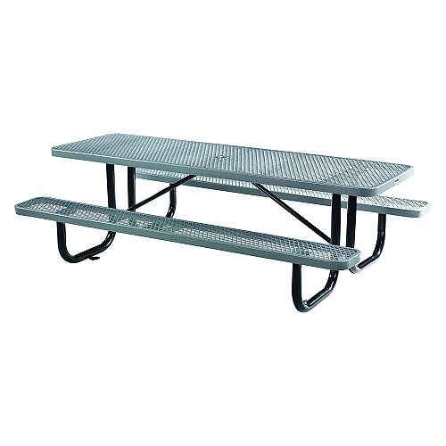Global Industrial Expanded Steel Picnic Table, Rectangular, 96 x 62 x 29.5, Gray Top, Gray Base/Legs (277153GY)
