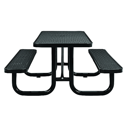 Global Industrial Expanded Steel Picnic Table, Rectangular, 72 x 62 x 29.5, Black Top, Black Base/Legs (277152BK)