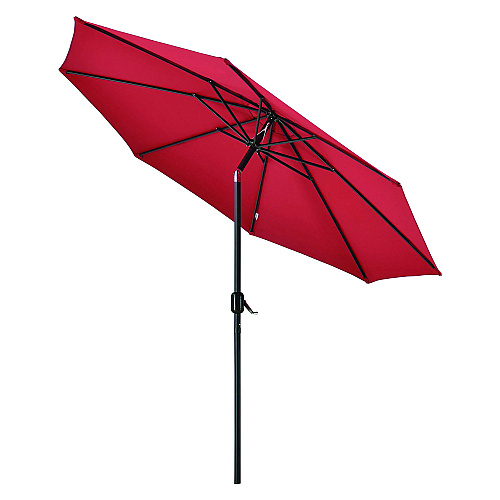 Global Industrial Outdoor Umbrella with Tilt Mechanism, 102" Span, 94" Long, Red Canopy, Black Handle (262070)