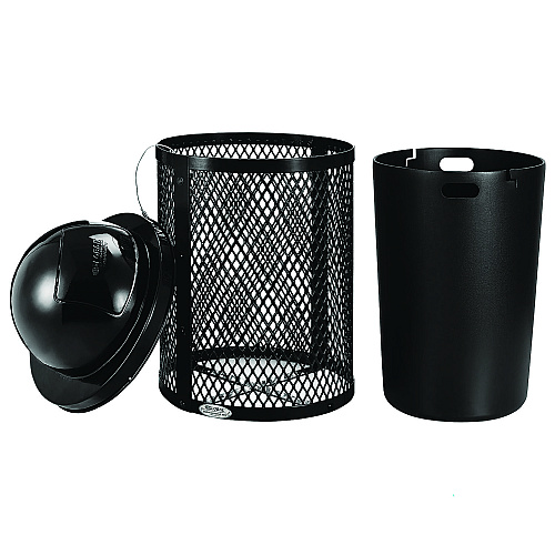 Global Industrial Outdoor Diamond Industrial Steel Trash Can, 36 gal, Black (261948BK)