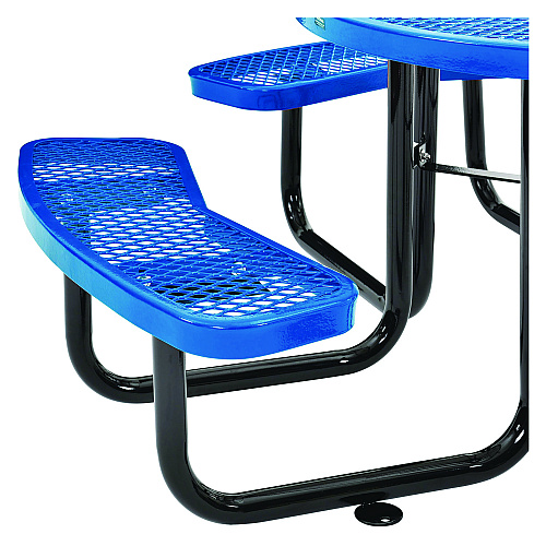 Global Industrial Expanded Steel Picnic Table, Round, 46" Dia x 29.5"h, Blue Top, Blue Base/Legs (277150BL)