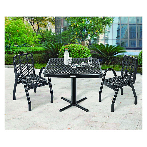 Global Industrial Outdoor Dining Set, Square, 36 x 36 x 29, Black Top, Black Base/Legs (348119BK)